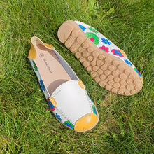 Charger l'image dans la galerie, TROTT N BREIZH chaussures cuir confort blanc jaune fleur