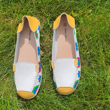 Charger l'image dans la galerie, TROTT N BREIZH chaussures cuir confort blanc jaune fleur