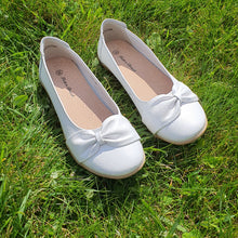 Charger l'image dans la galerie, TROTT N BREIZH chaussures cuir confort ballerine blanc noeud
