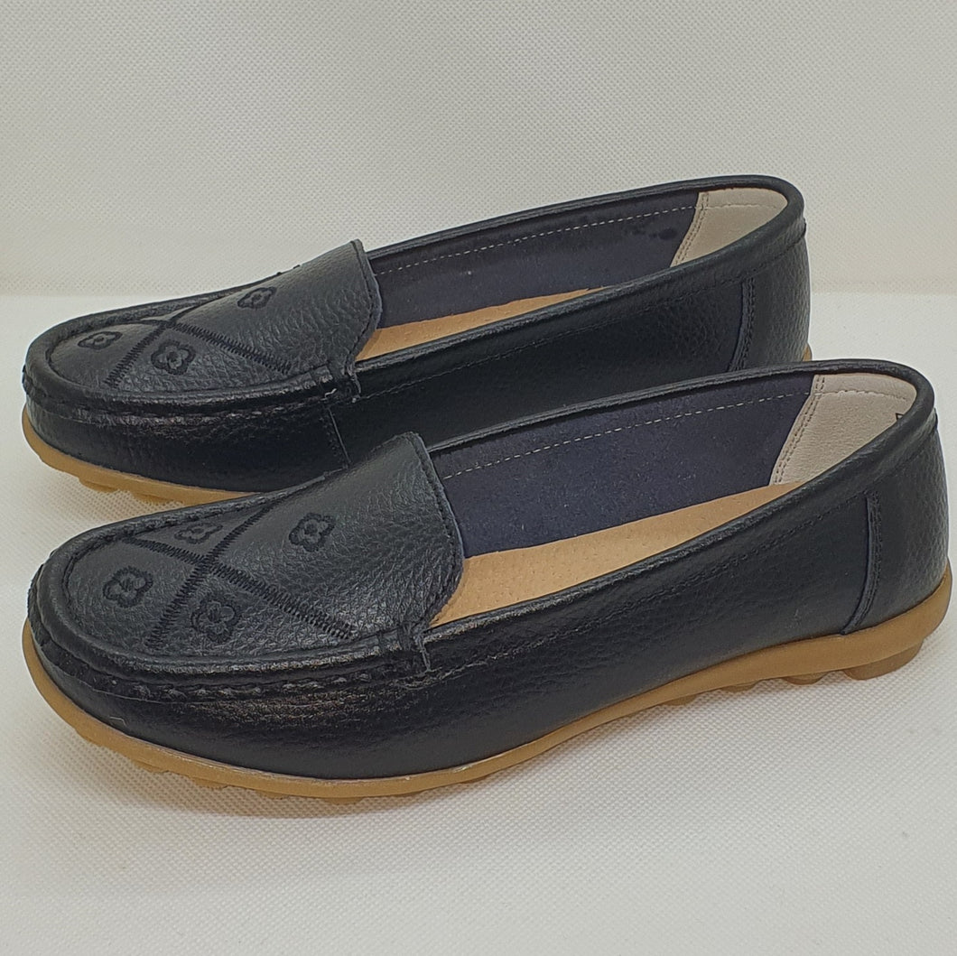 TROTT N BREIZH chaussures cuir confort NOIR brodée