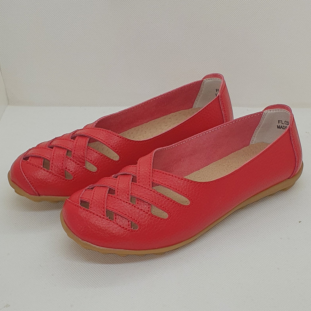 TROTT N BREIZH chaussures cuir confort rouge tressée