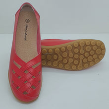 Charger l&#39;image dans la galerie, TROTT N BREIZH chaussures cuir confort rouge tressée
