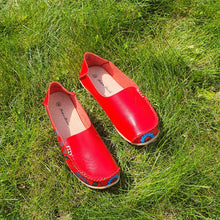 Charger l&#39;image dans la galerie, TROTT N BREIZH chaussures cuir confort rouge design imprimé
