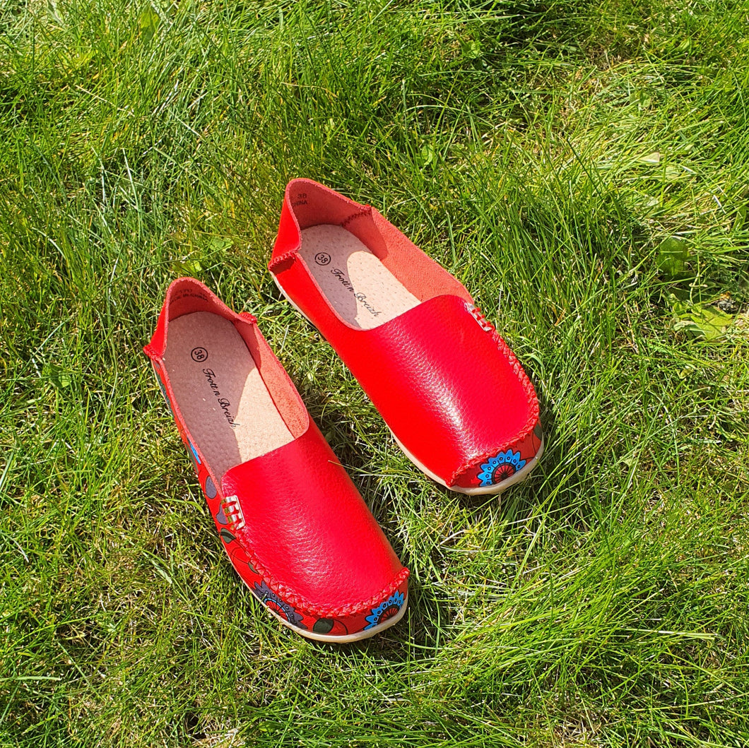TROTT N BREIZH chaussures cuir confort rouge design imprimé