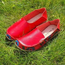Charger l&#39;image dans la galerie, TROTT N BREIZH chaussures cuir confort rouge design imprimé
