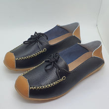 Charger l&#39;image dans la galerie, TROTT N BREIZH chaussures cuir confort NOIR bi couleur
